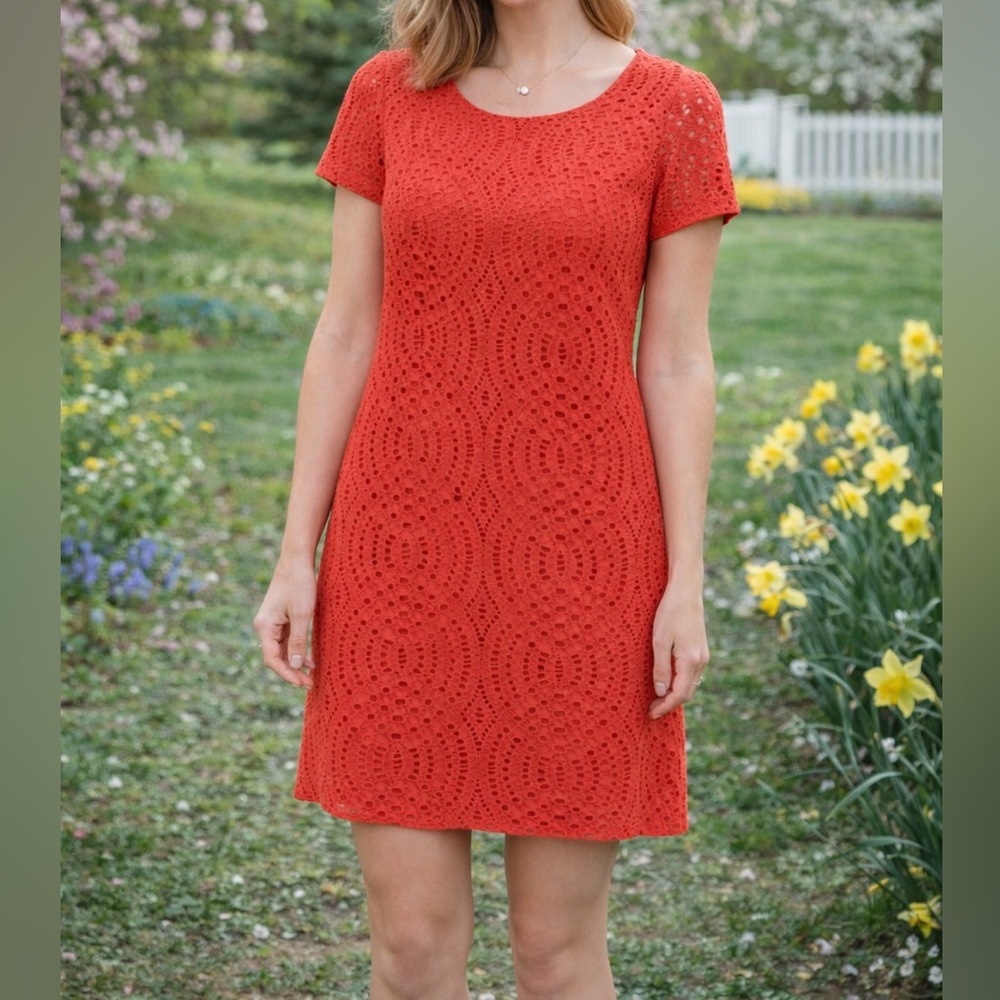 J. Crew Vibrant Orange Lace Mini Dress size 4